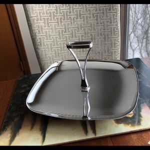 Mid century Modern chrome serving tray with handle (Milbern creations)